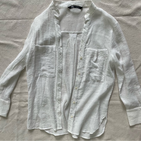 Zara white button down blouse, size XS - Picture 4 of 4